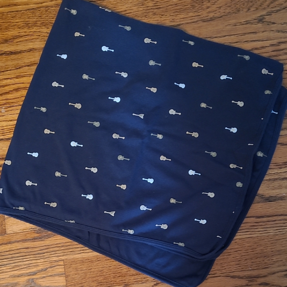 Carter's Dark Blue Blanket With Guitars